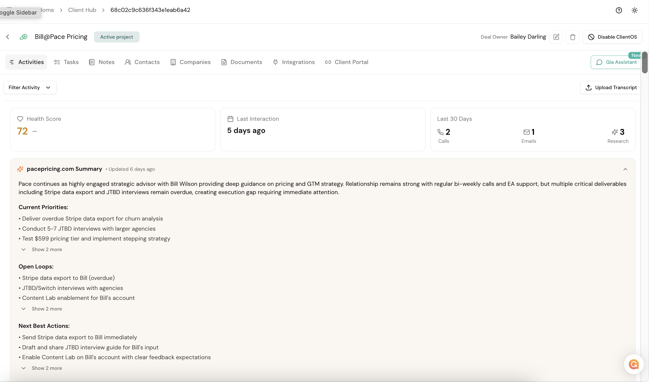 Client OS — Account Overview