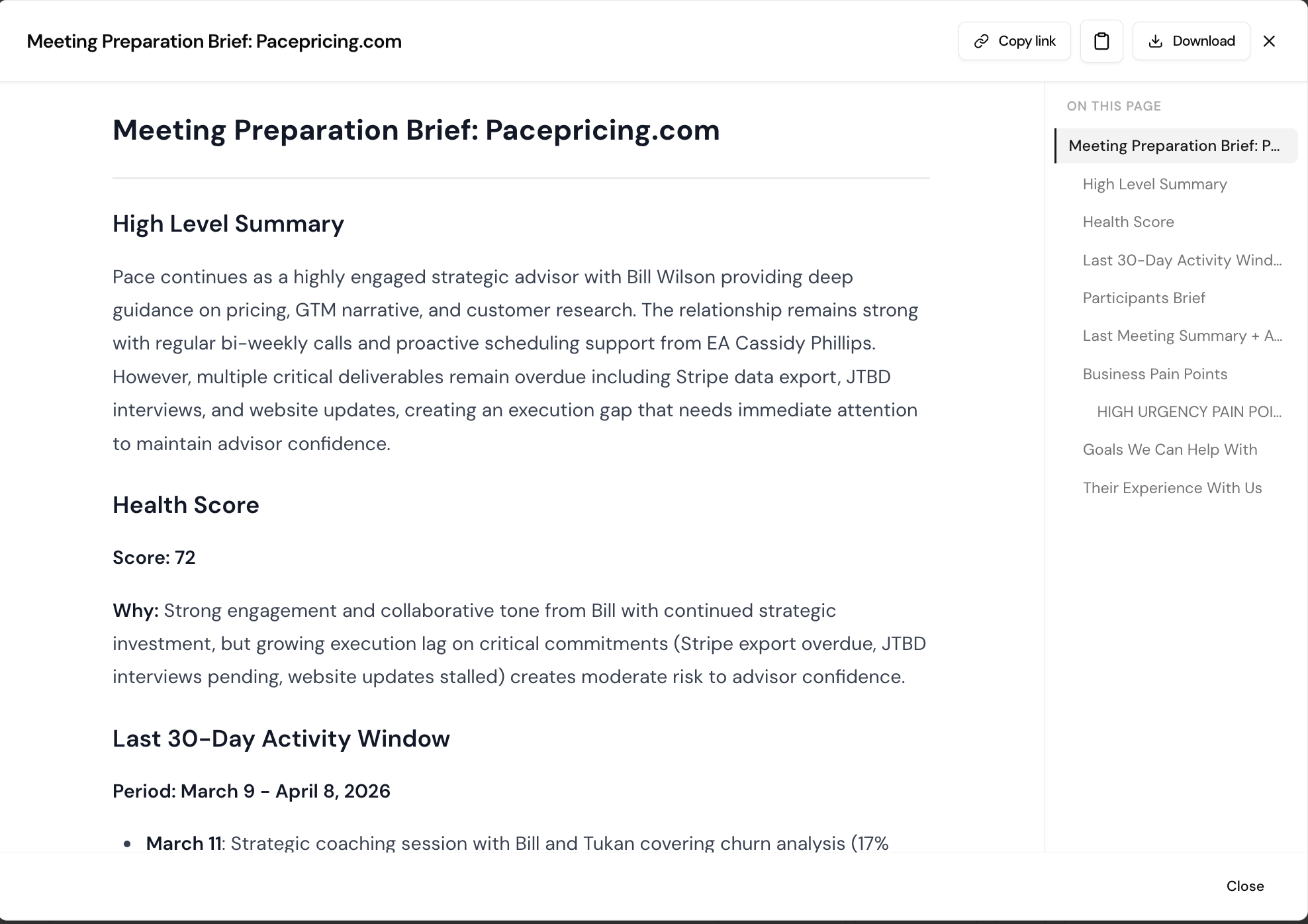 Client OS — Proactive Meeting Prep